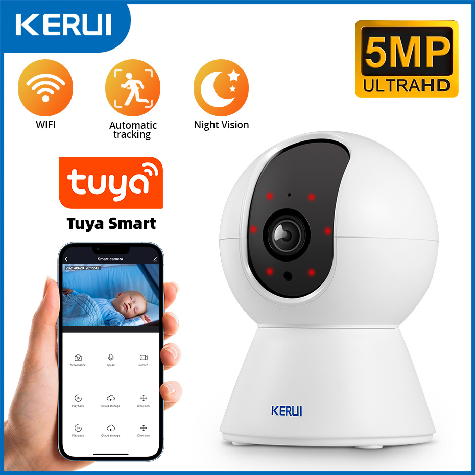 Eufy Camera E220 - Kerui 3mp tuyaスマートミニwifi ipカメラ屋内ワイヤレスホームセキュリティai人間検出cctv監視カメラ自動追跡