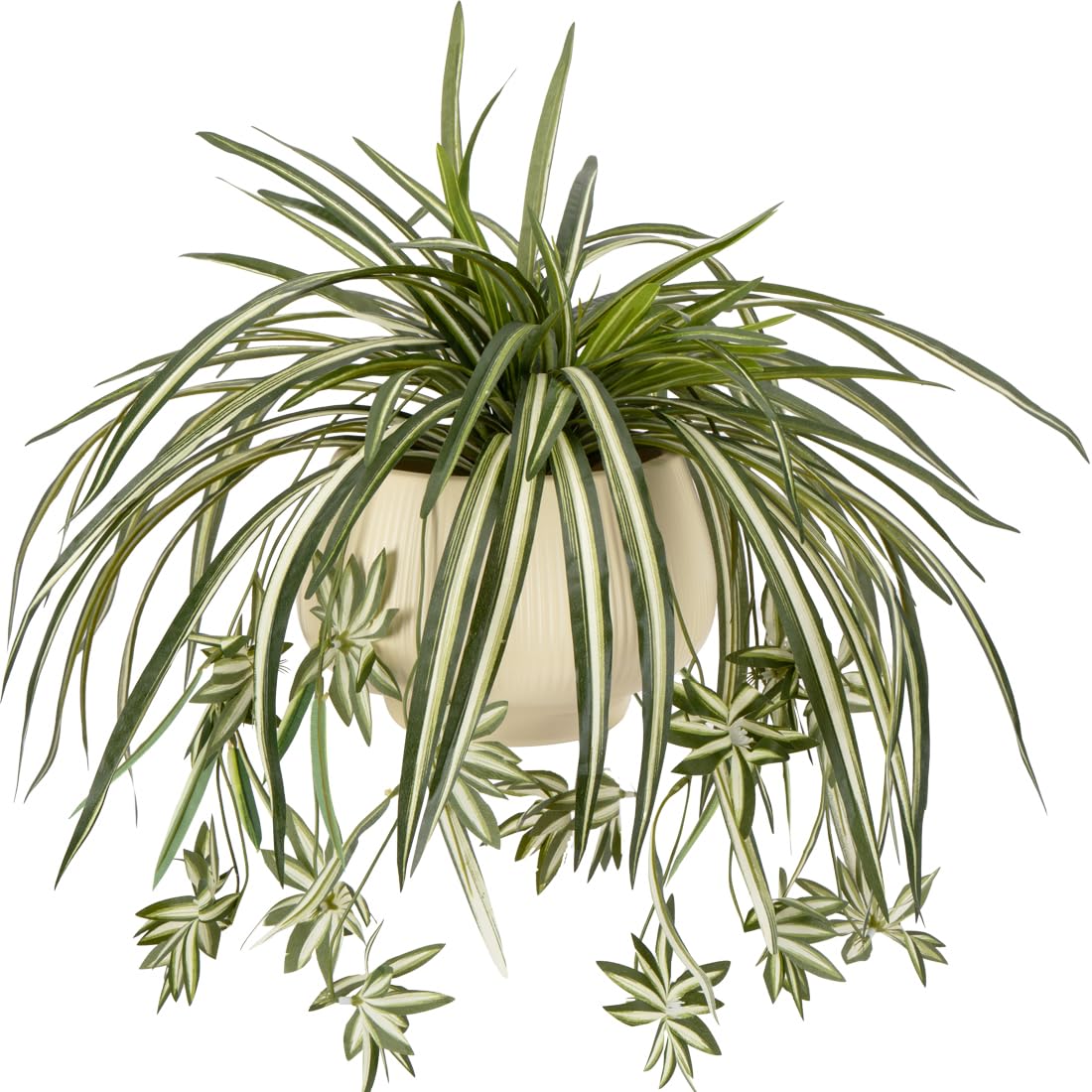 Spider Plant Hanging - 4個入り人工吊り下げスパイダープランツ、クロロフィツム、フェイクグリーン、壁、家、庭、オフィス、ベランダの装飾、屋内、屋外用