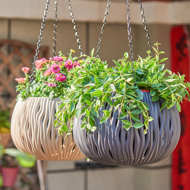 Spider Plant Hanging - 吊り下げ鉢、プラスチック製の個性的な形、籐編みの吊り下げバスケット、スパイダープラント、デビルズアイビー、厚みのある吊り下げ鉢