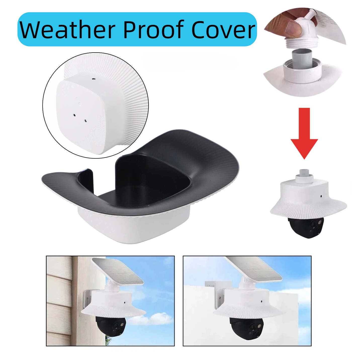Eufy Camera S340 - ABS 耐候性カバー Eufy S340 用雨太陽に対する保護白 18*14*6
