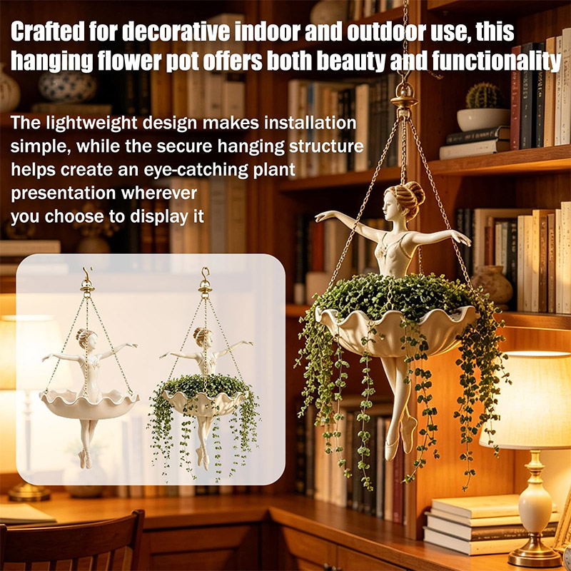 バレエダンサー型ハンギングプランター、金属チェーン付きバレリ - Spider Plant Hanging のレビューと価格