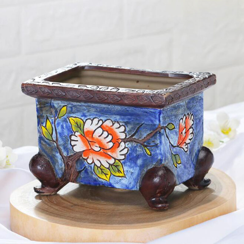 韓国スタイル手描き花柄セラミック多肉植物ポット盆栽花瓶プラン - Echeveria Succulent のレビューと価格
