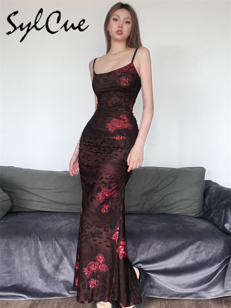 シルクレッドプリントデザインサマーパーティー女王知性エレガン - Aglaonema Red のレビューと価格
